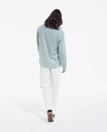 Flowing & White Shirt With Cuban Collar | Men | Blue x Green