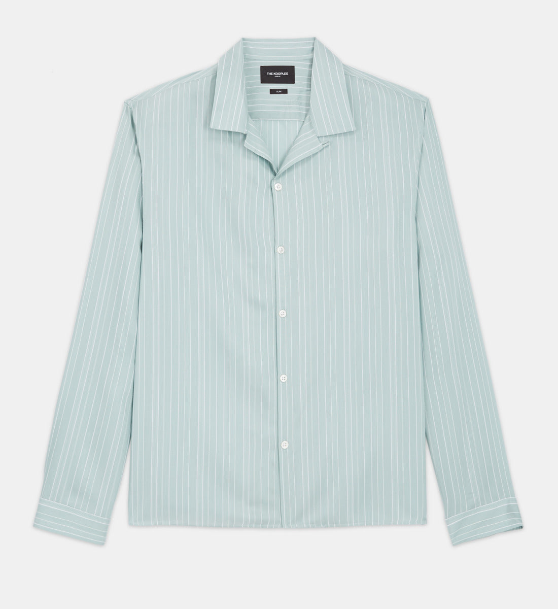 Flowing & White Shirt With Cuban Collar | Men | Blue x Green