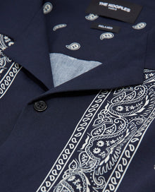 Printed Bandana Shirt | Men | Navy x Ecru