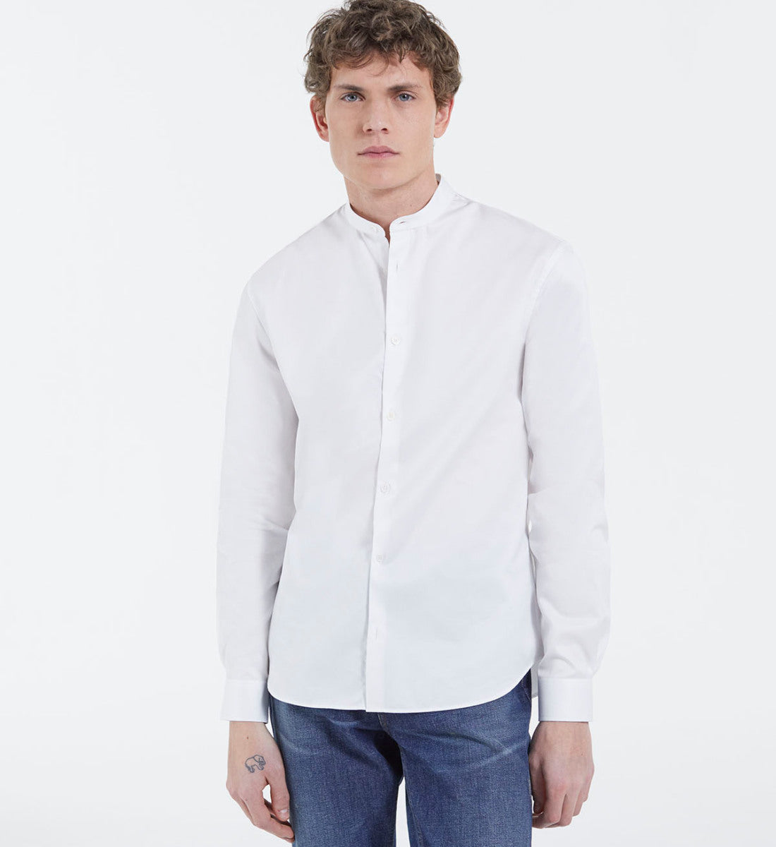 Shirt With Officer Collar | Men | White