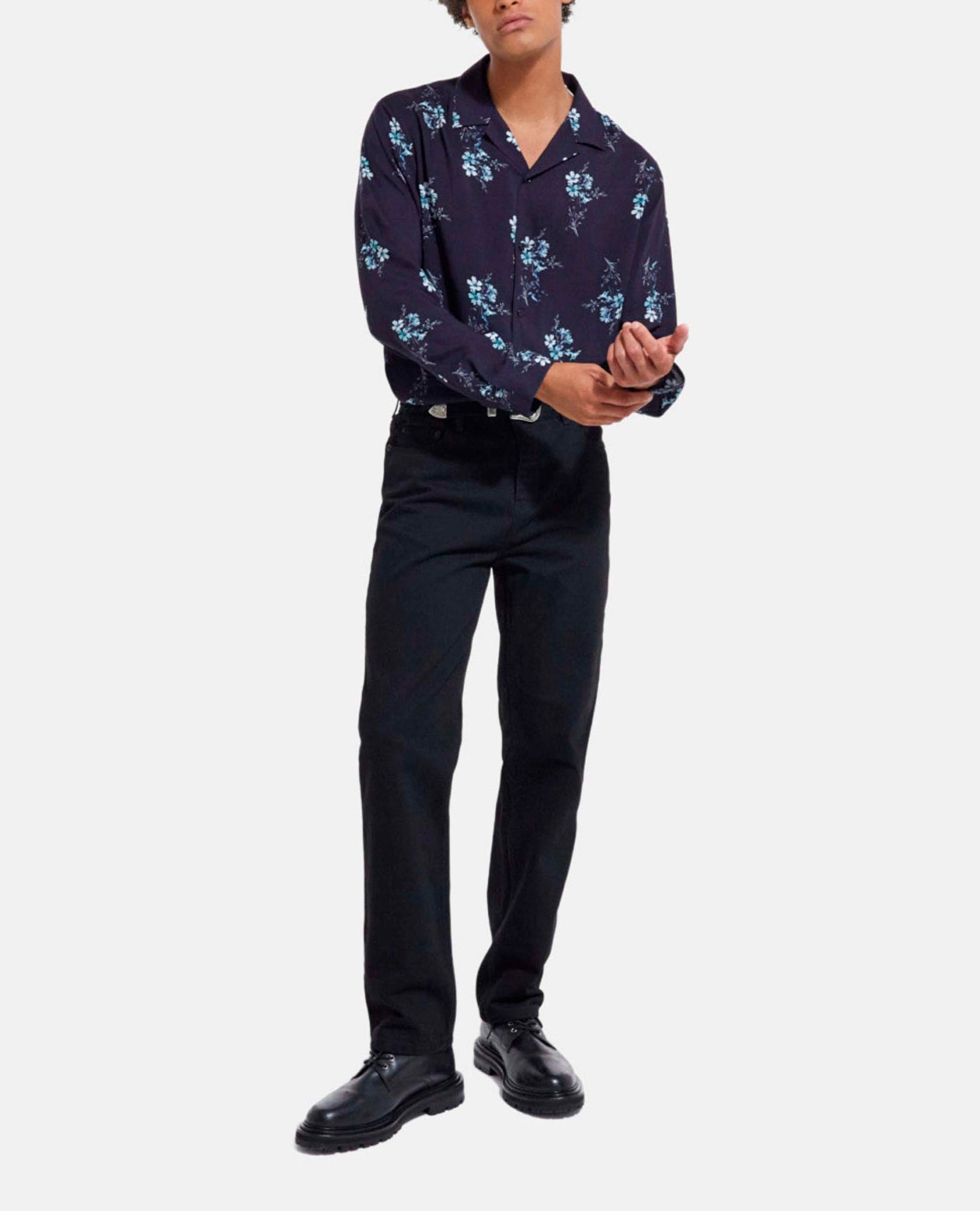 Floral Shirt | Men | Dark Navy x Blue Eyes