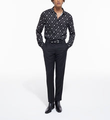 Printed Shirt With Classic Collar | Men | Black x Ecru