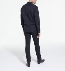 Cotton Shirt With Officer Collar | Men | Black