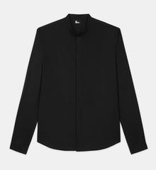 Cotton Shirt With Officer Collar | Men | Black