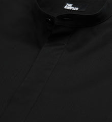 Cotton Shirt With Officer Collar | Men | Black