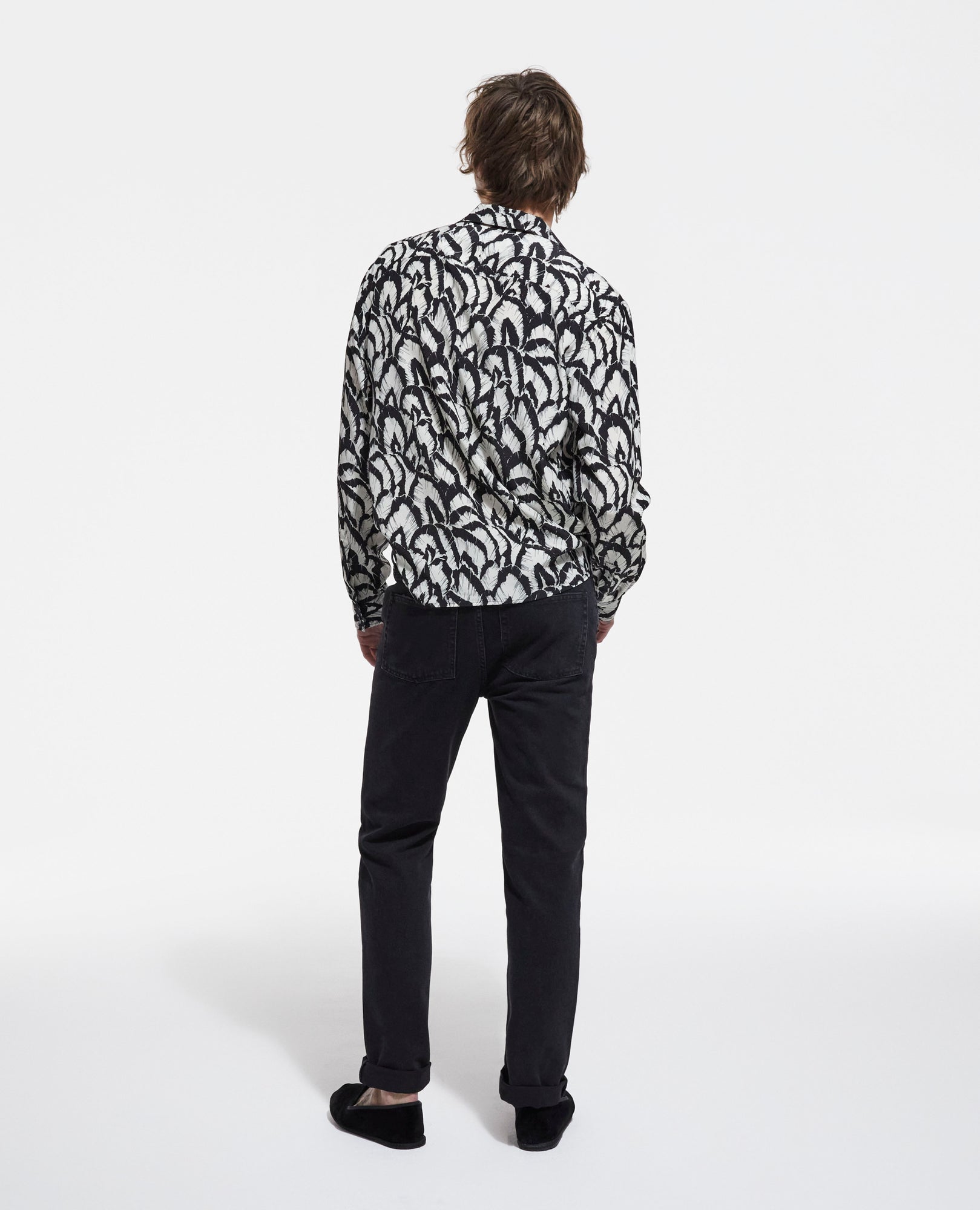 Printed Silk Shirt With Hawaiian Collar | Men | Off White x Black