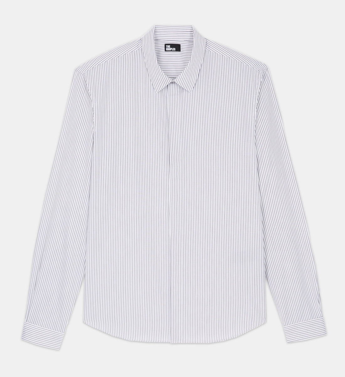 Striped Shirt With Classic Collar | Men | Grey x White