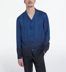 Printed Hawaiian Collar Shirt | Men | Blue Black