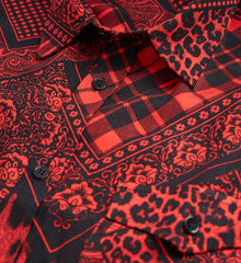 Printed Shirt With Classic Collar | Men | Black x Red