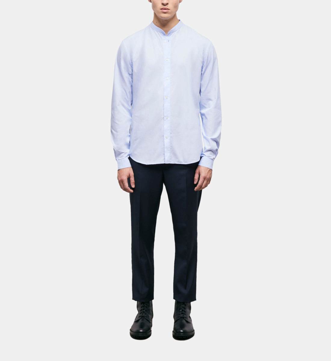 Shirt With Officer Collar | Men | Blue