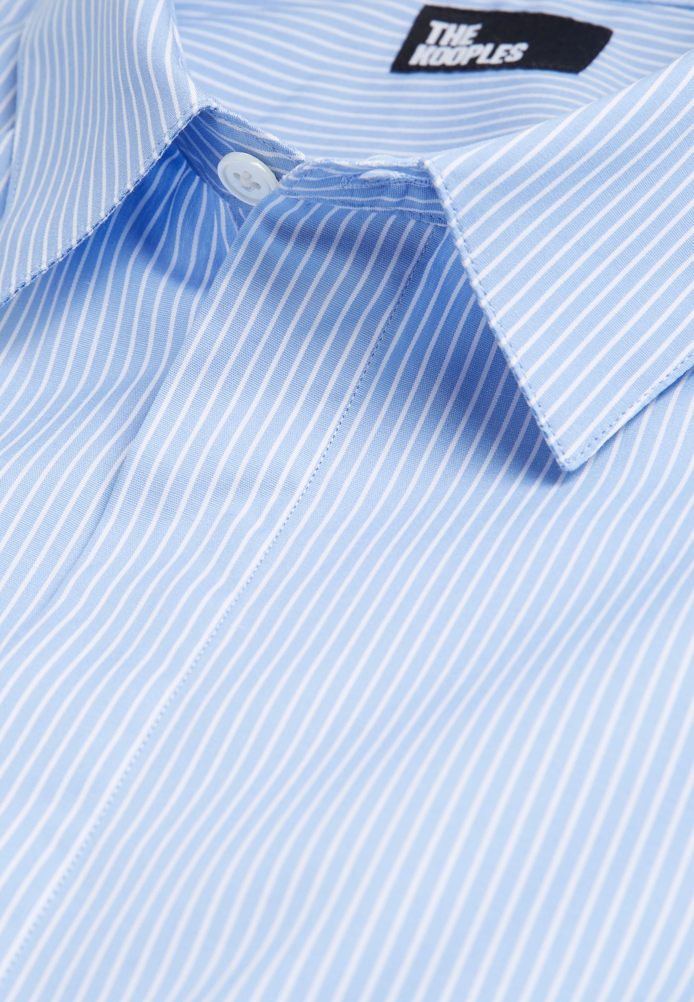 Striped Shirt With Classic Collar | Men | White x Sky Blue