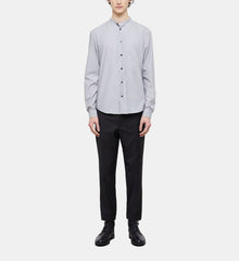 Slim-Fit Striped Shirt With Officer Collar | Men | Black x White