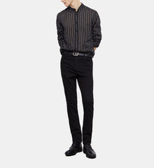 Striped Shirt With Officer Collar | Men | Black