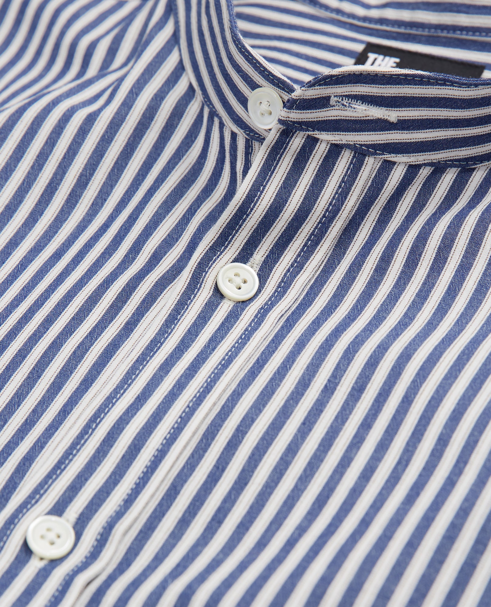 Blue-Striped Shirt With Officer Collar | Men | Blue White