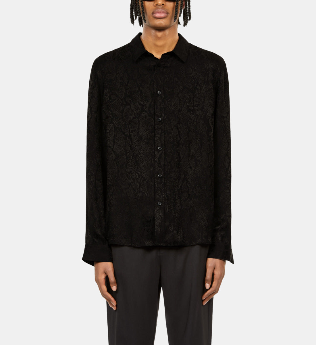 Snakeskin Jacquard Shirt | Men | Black