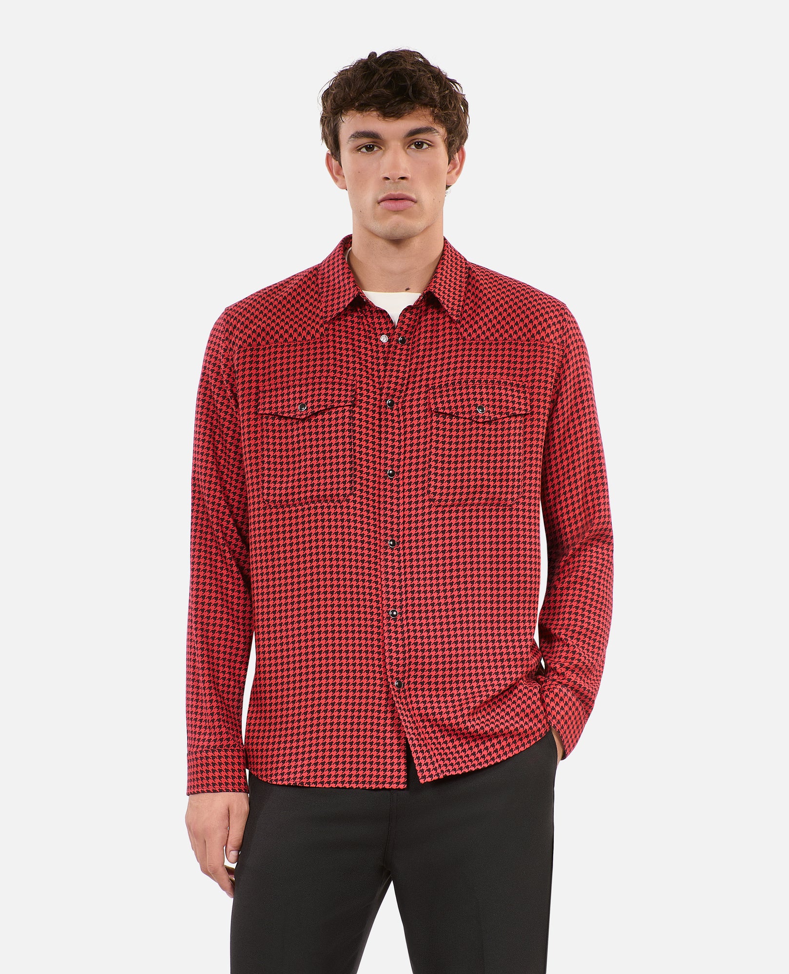 Houndstooth Shirt | Men | Black x Red