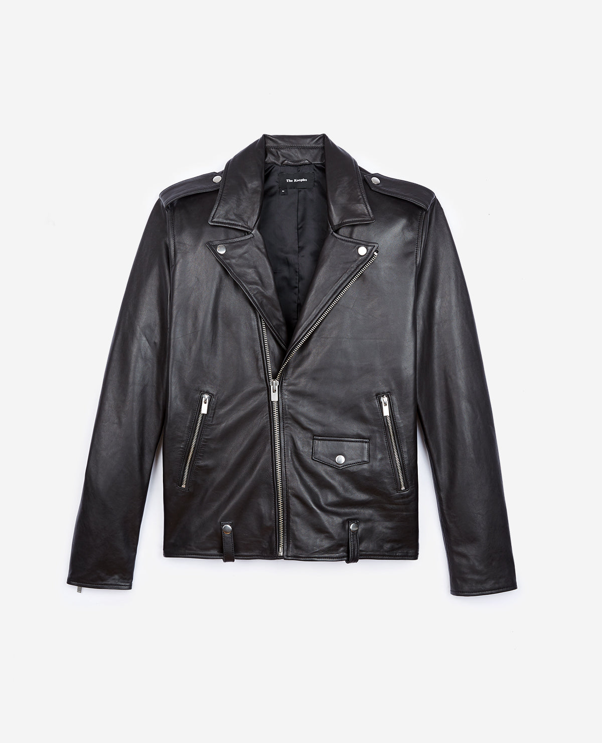 Zipped Leather Biker Jacket | Men | Black