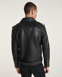 Leather Jacket With Belt And Zipper | Men | Black