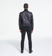 Leather Jacket With Leopard Print Lining | Men | Black