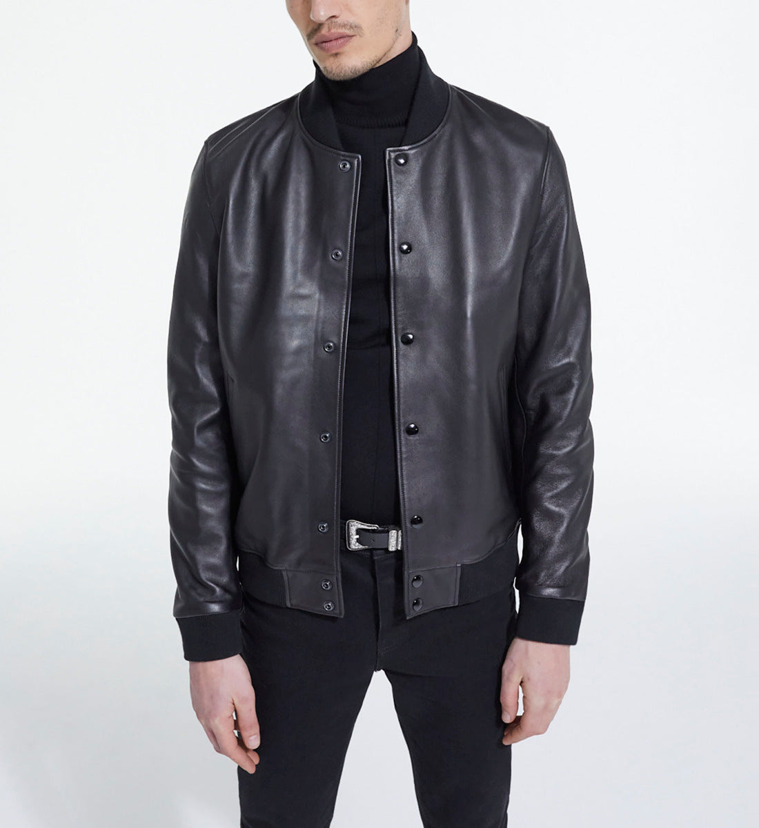 Leather Jacket With Leopard Print Lining | Men | Black