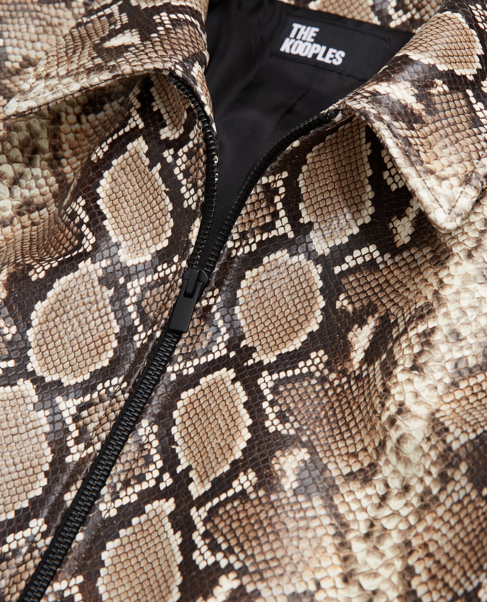 Snakeskin-Effect Leather Jacket | Men | Python Beige