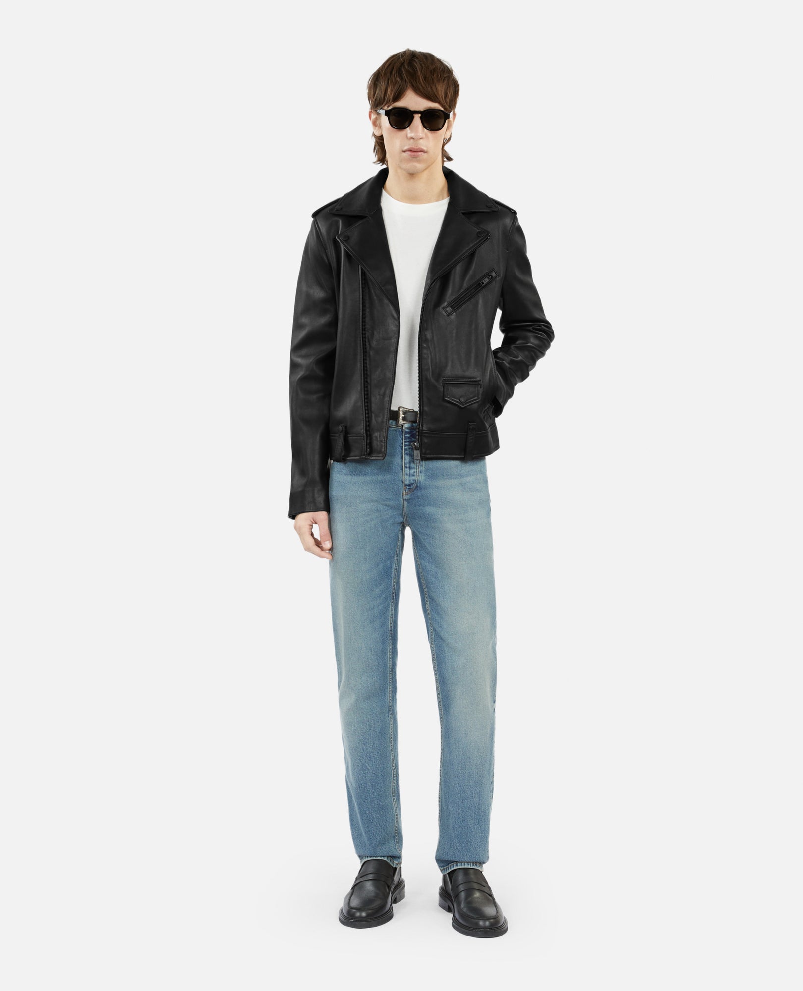 Leather Biker Jacket | Men | Black