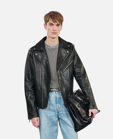 Leather Biker Jacket | Men | Black