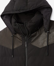 Quilted Puffer Jacket With Western Detail | Men | Black