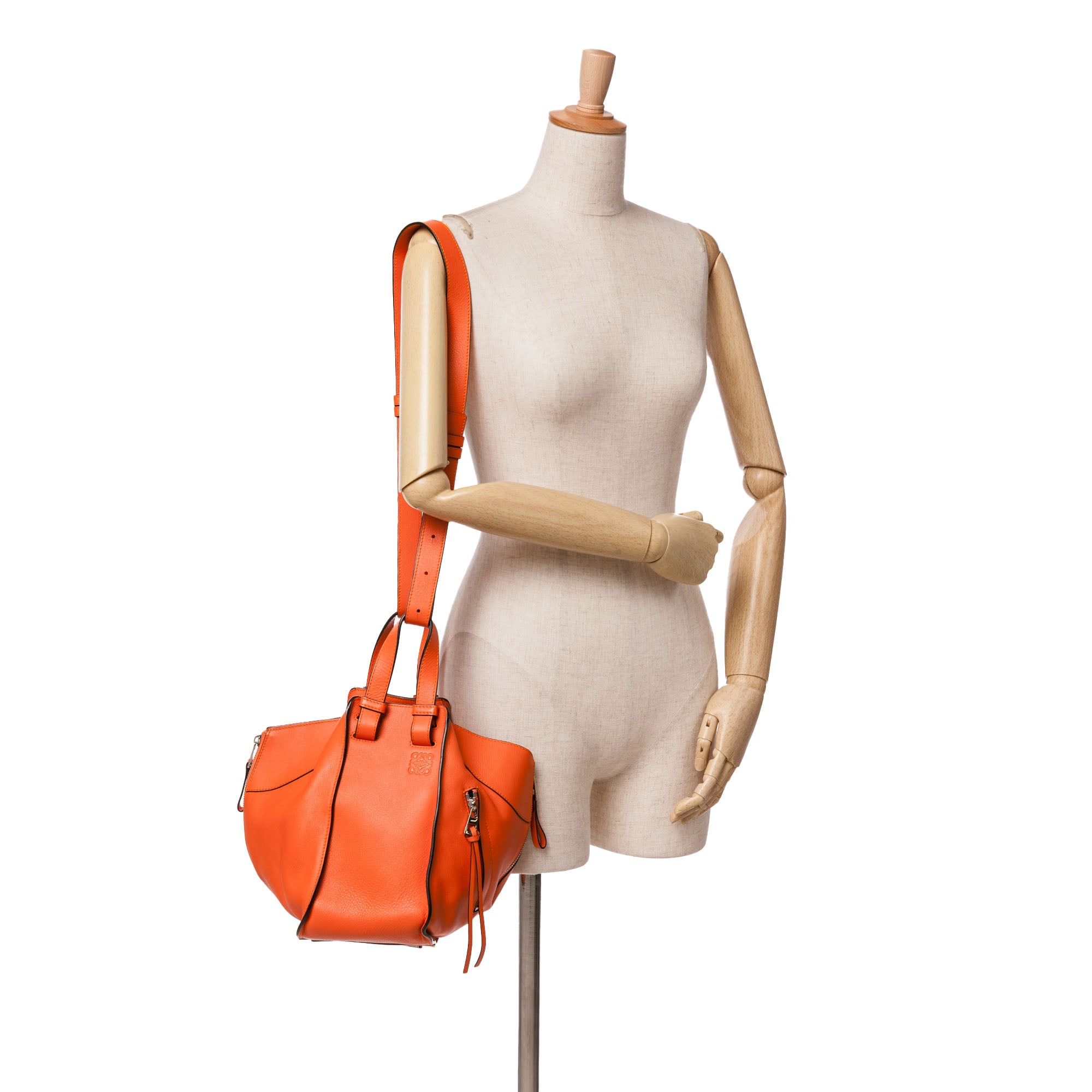 Loewe | Pre-Owned Small Leather Hammock Satchel | Orange