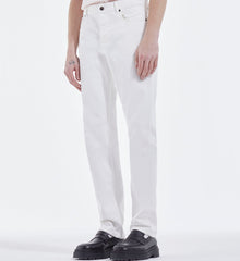 White Straight-Cut Jeans W/ Five Pockets | Men | Ecru