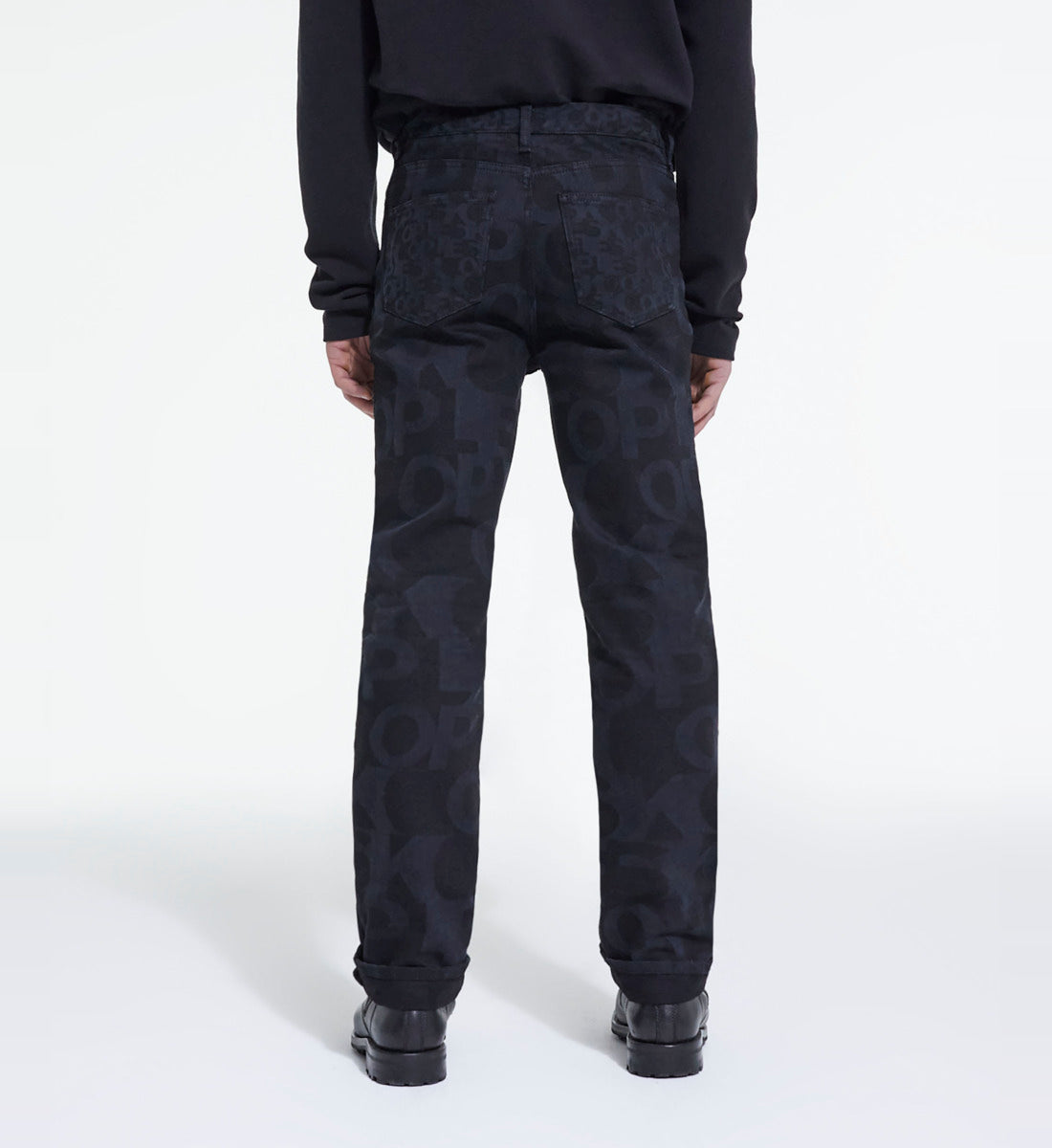 Straight-Cut Jeans With The Kooples Logo | Men | Black Washed