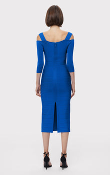 Notched Bateau Midi Dress | Bright Blue