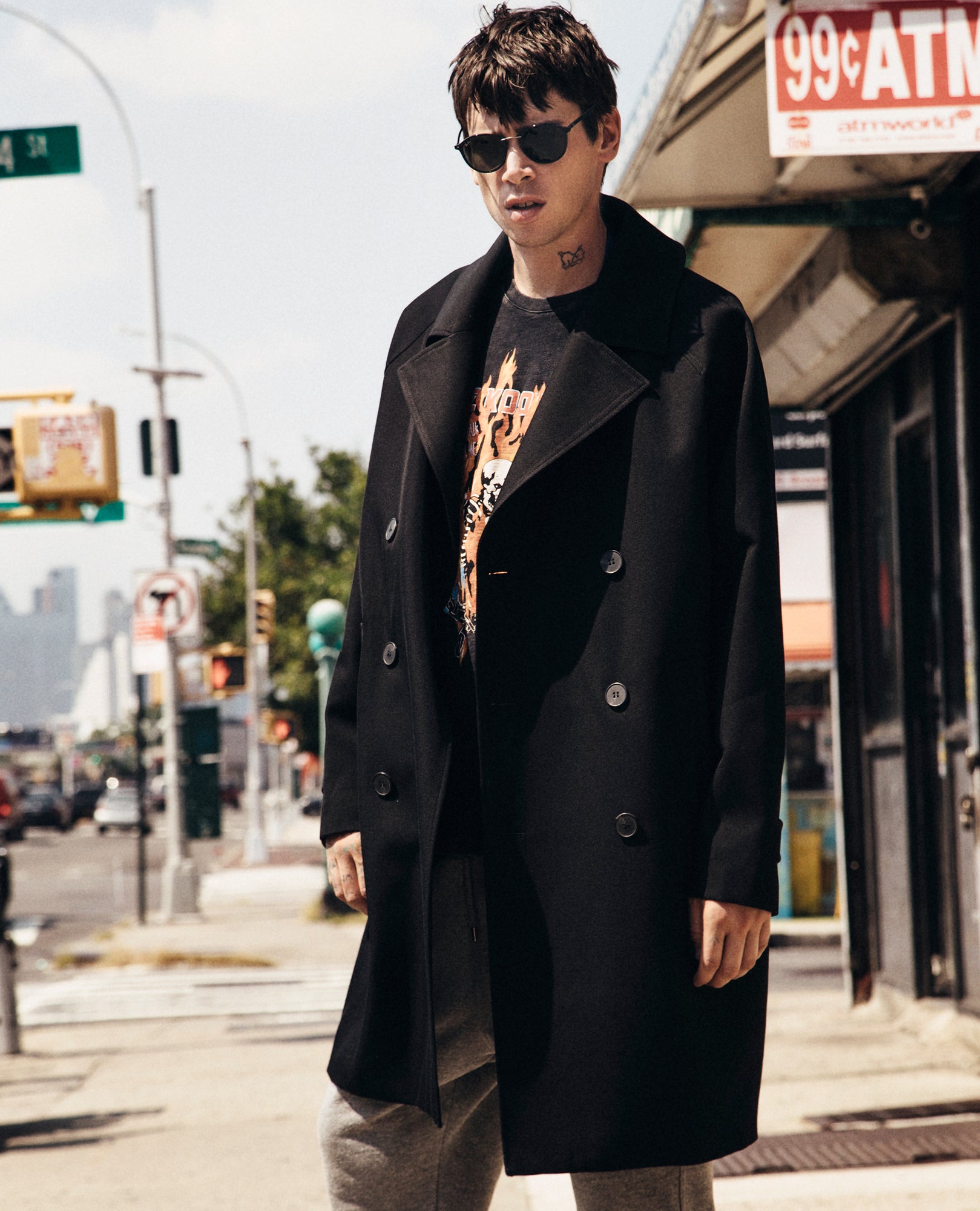 Crossover Trench Coat | Men | Black