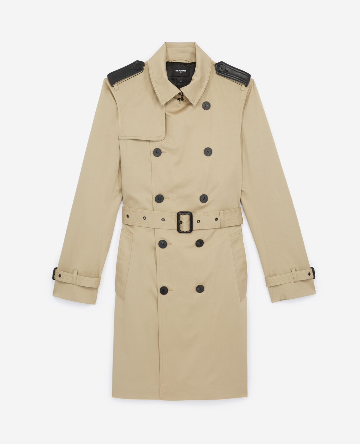 Long Trench Coat Leather Details | Men | Beige