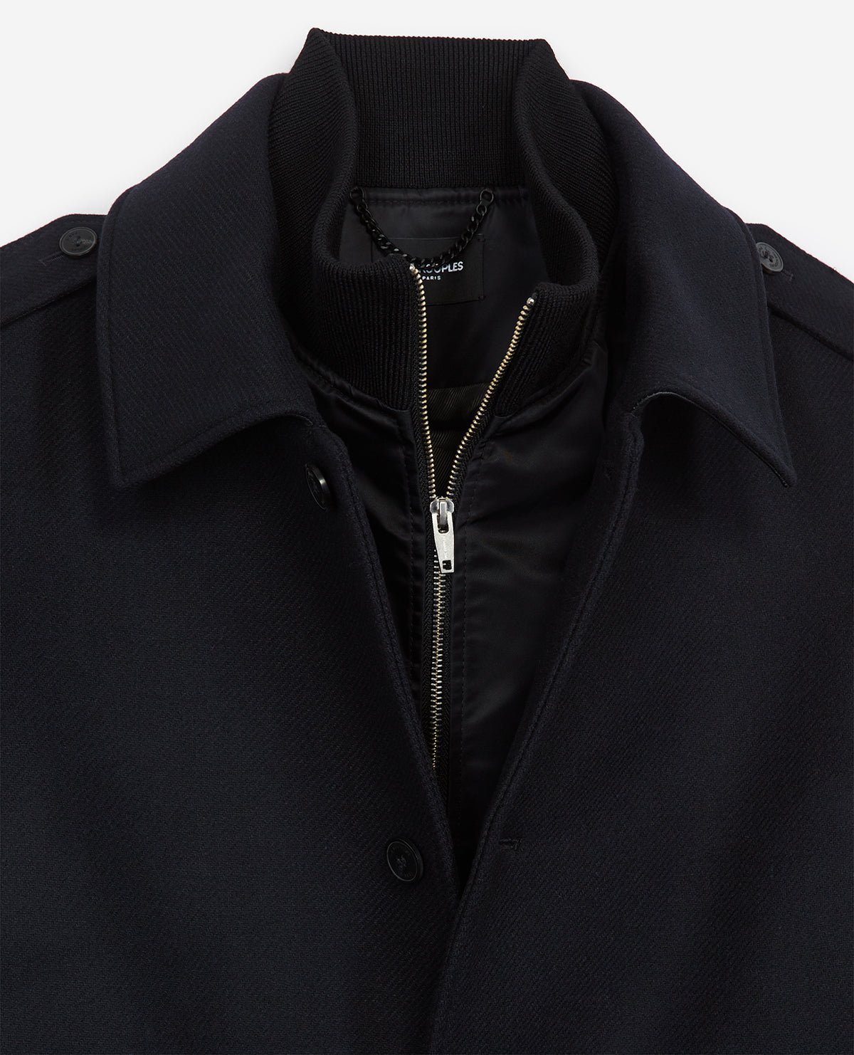 Long Blue Wool Coat With Classic Collar | Men | Navy