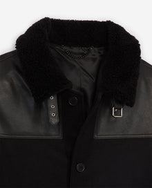 Wool Coat With Shearling Collar | Men | Black