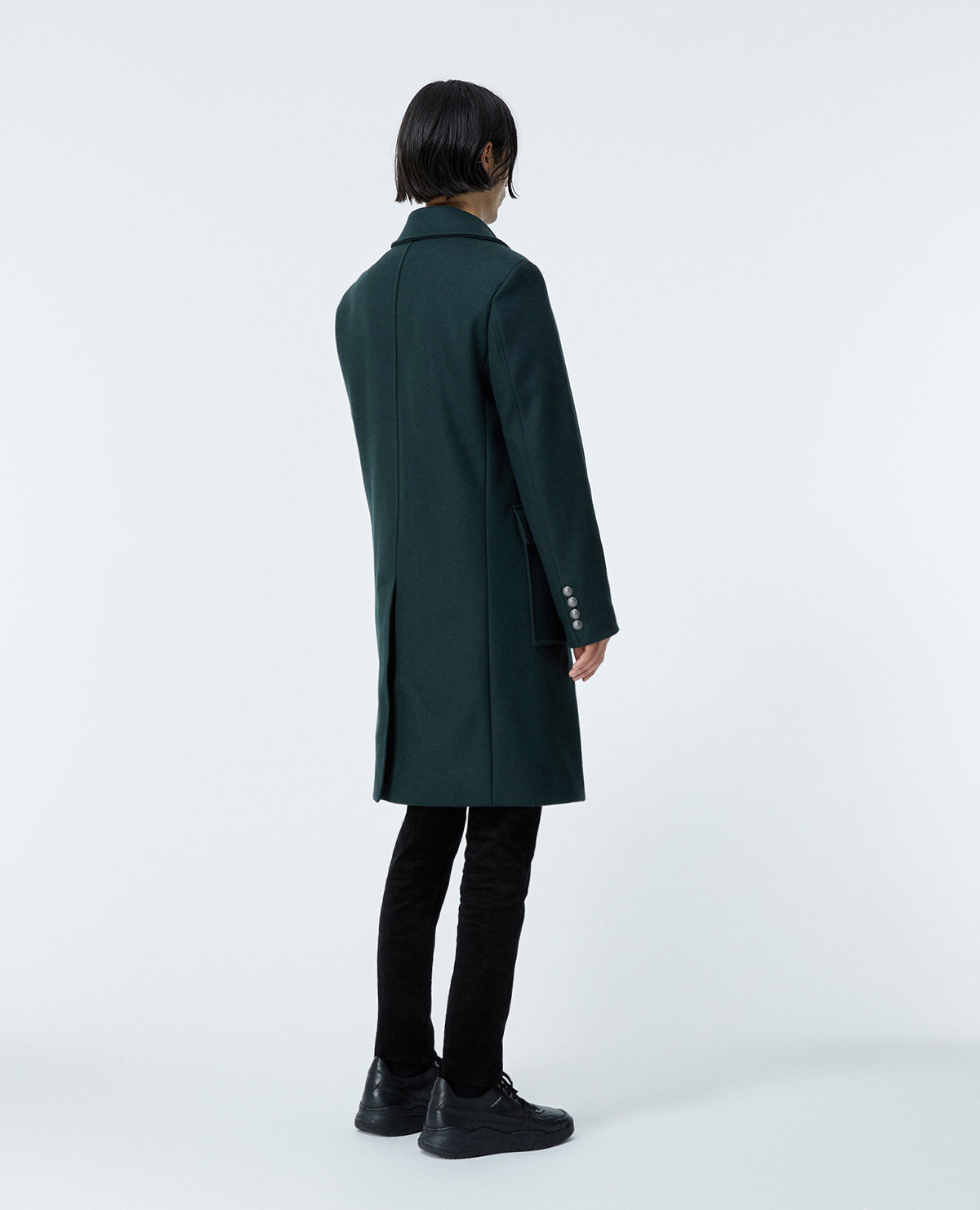 Double-Breasted Bottle Coat In Wool | Men | Dark Green