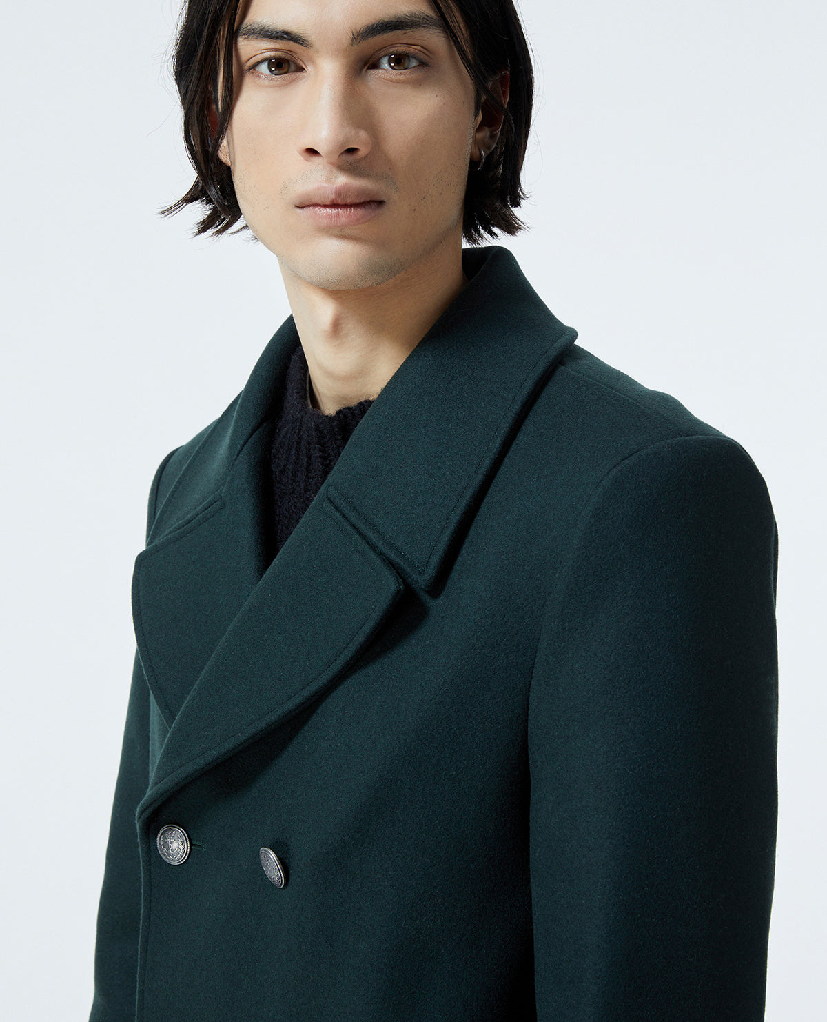 Double-Breasted Bottle Coat In Wool | Men | Dark Green