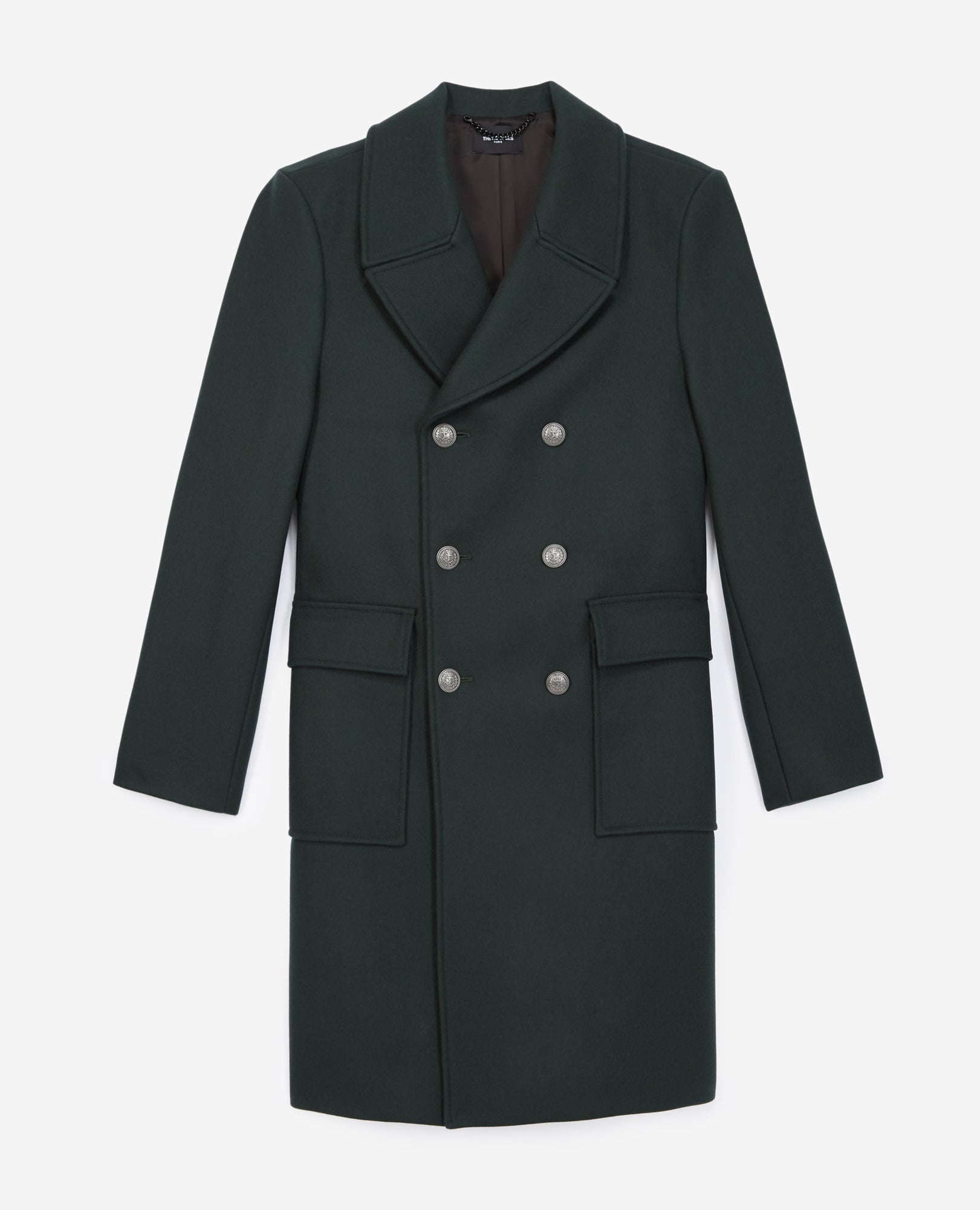 Double-Breasted Bottle Coat In Wool | Men | Dark Green