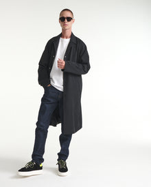 Flowing Trench Coat With Press Studs | Men | Black