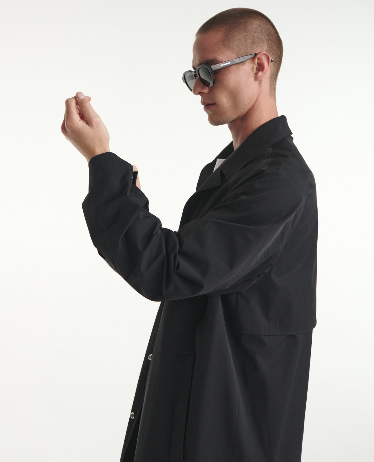 Flowing Trench Coat With Press Studs | Men | Black