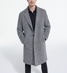 Patterned Wool Coat | Men | Black x White