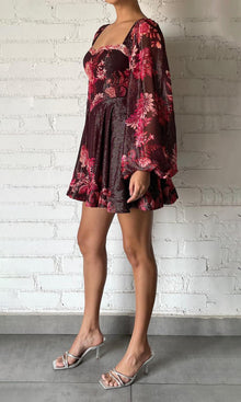 Womens | Aafa Viscose Georgette Lurex Short Dress | Red Beige