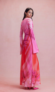 Womens | Abira Polyester Satin Lycra Long Dress - I | Pink