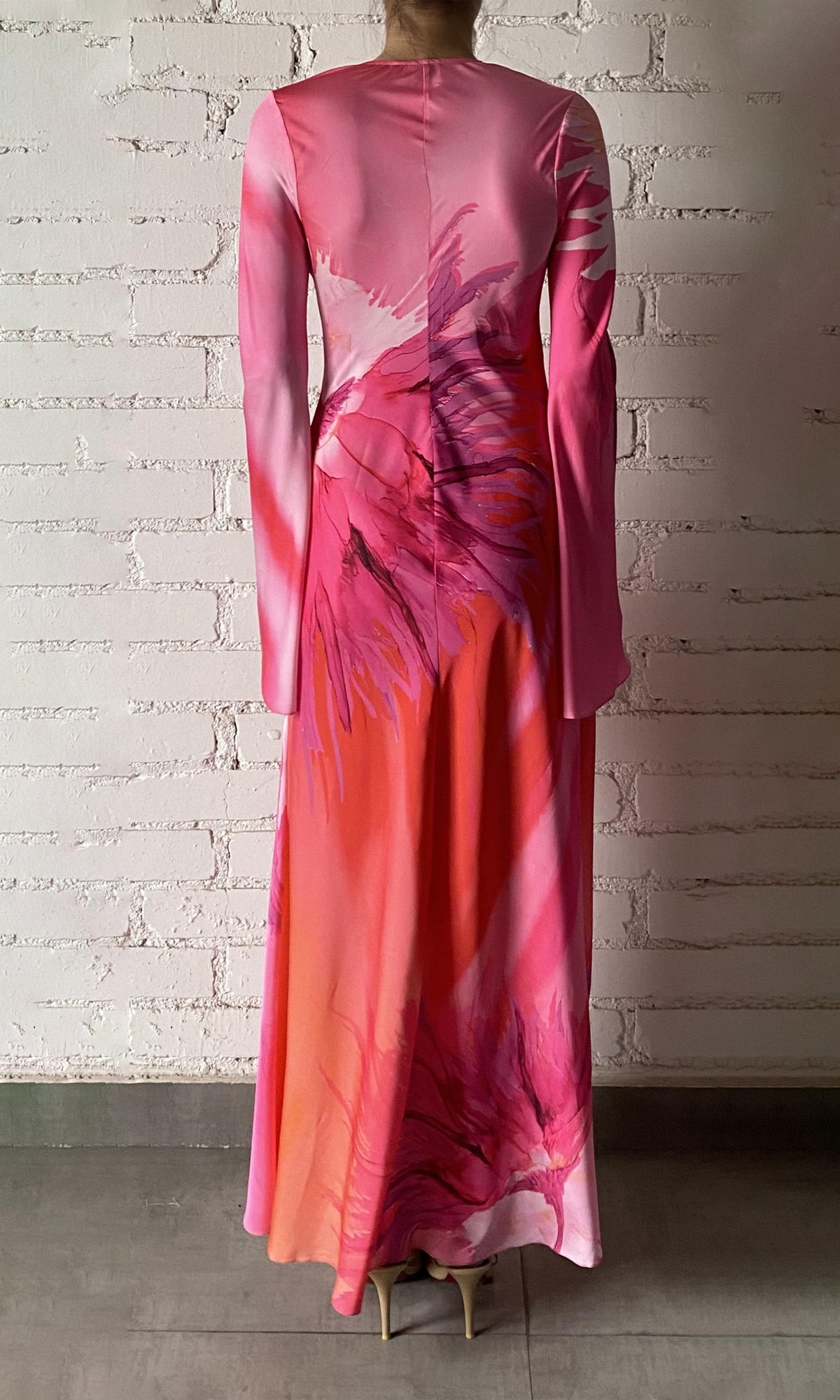 Womens | Abira Polyester Satin Lycra Long Dress | RE24 | Pink