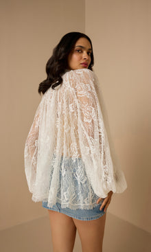 Womens | Adra Nylon Flower Boho Top With Cami | Off White