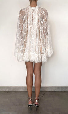 Womens | Adra Nylon Flower Mini Cape With Slip | Off White