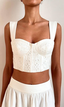 Womens | Adya Poplin Corset Top | Off White