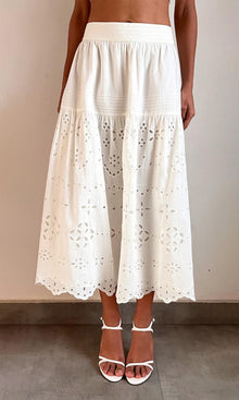 Womens | Adya Poplin Midi Skirt | Off White