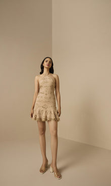 Womens | Adya Cotton Cambric Mini Dress | Dark Beige